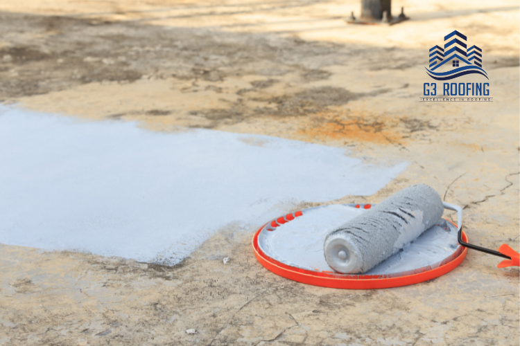Waterproofing materials being applied by a Raleigh roofing contractor