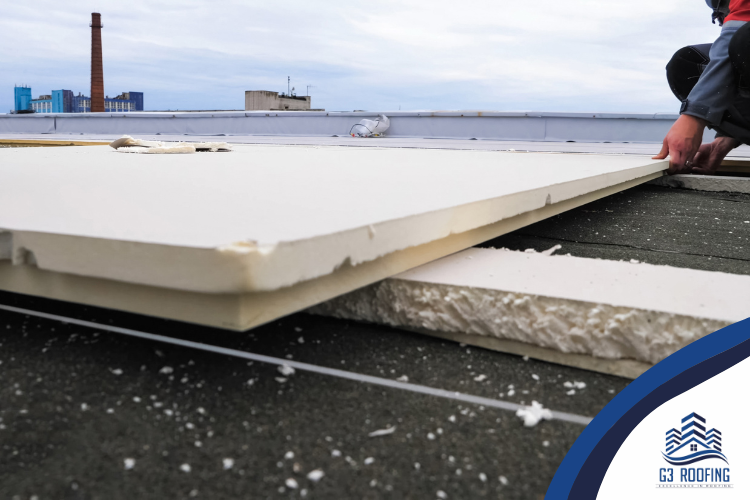 Commercial roofing insulation installation