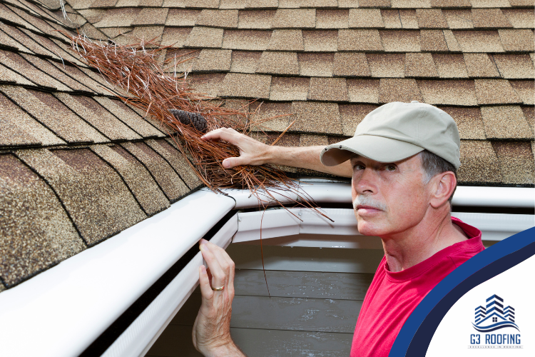 Homeowner safely inspecting a roof in Raleigh.